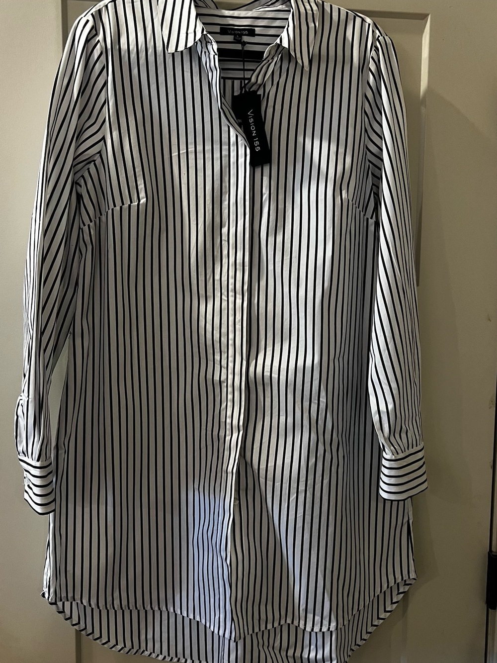 White and Black Vertical Stripe Men's Shirt